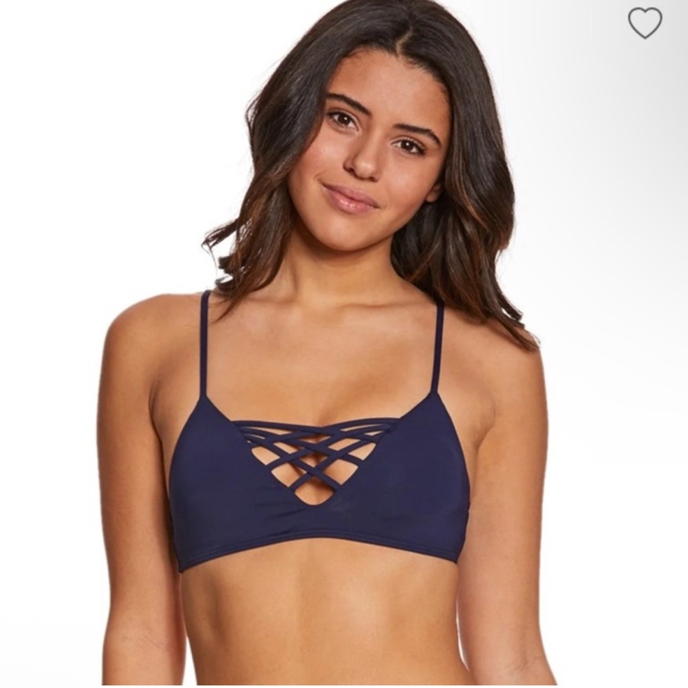 New! L*SPACE JAMIE BIKINI TOP Midnight Blue Size Medium $88